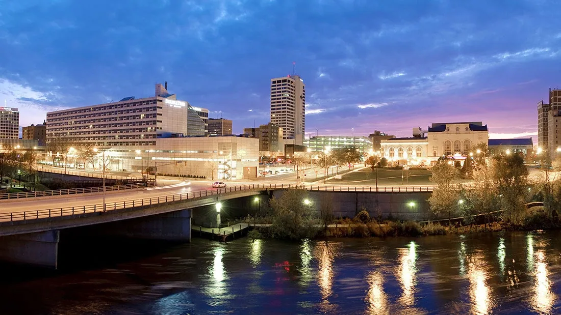 Downtown South Bend at night