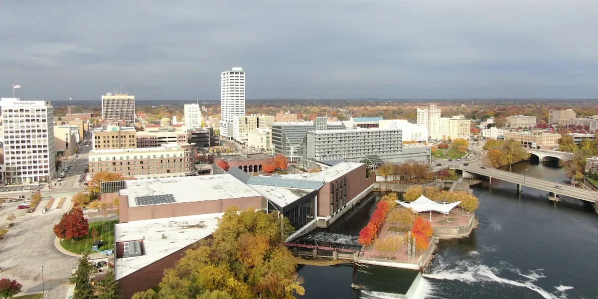 The East Race and downtown South Bend